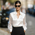 Elegant women's polo collar long-sleeved shirt